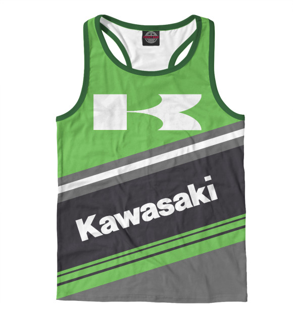 Мужская майка-борцовка с изображением Kawasaki цвета Белый