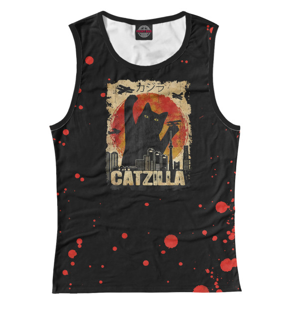 Женская майка с изображением Catzilla цвета Белый