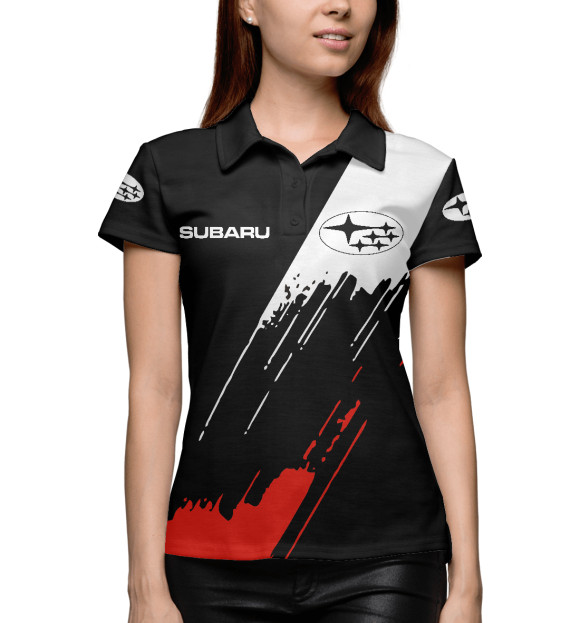 Женское поло с изображением Subaru цвета Белый