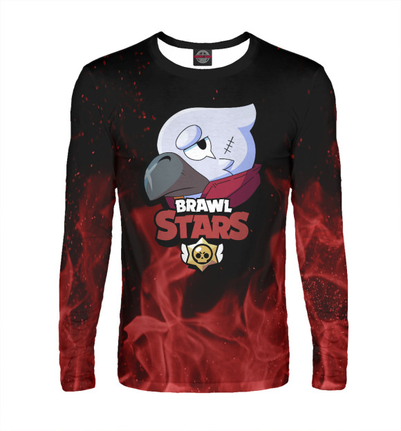 Мужской лонгслив с притом Brawl Stars цвета Белый Мужской лонгслив с изображением Brawl Stars цвета Белый