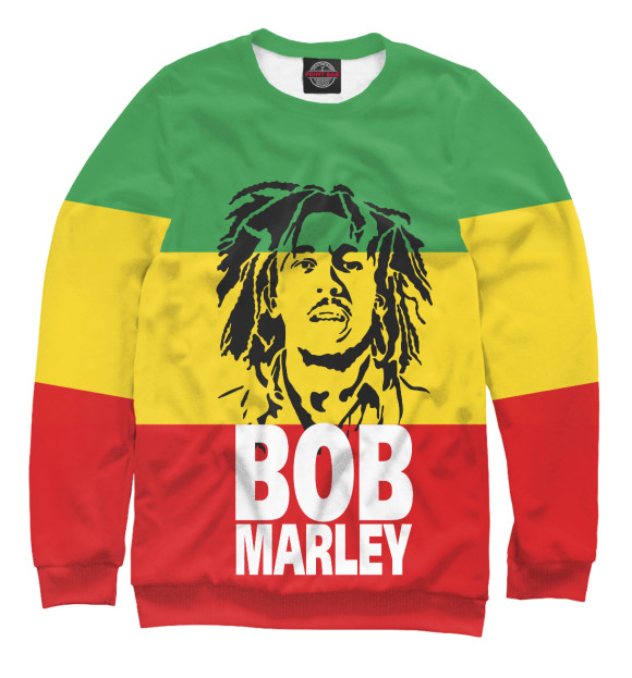 Свитшот для девочек с изображением Bob Marley цвета Белый