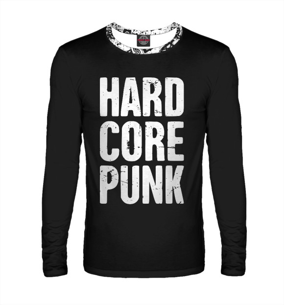 Мужской лонгслив с изображением Hard core punk цвета Белый