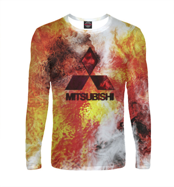 Мужской лонгслив с изображением Mitsubishi | Митсубиси цвета Белый