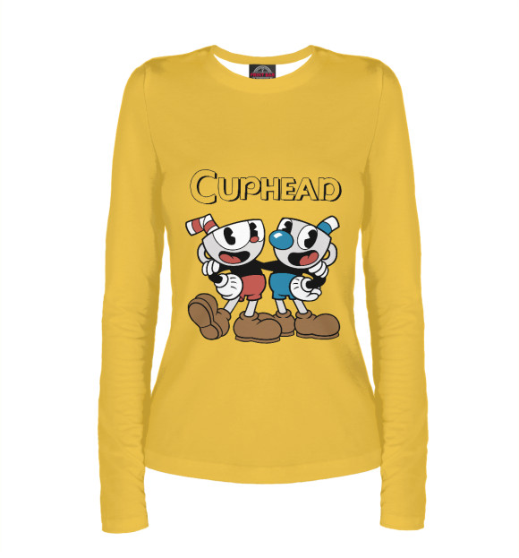 Женский лонгслив с изображением Cuphead цвета Белый