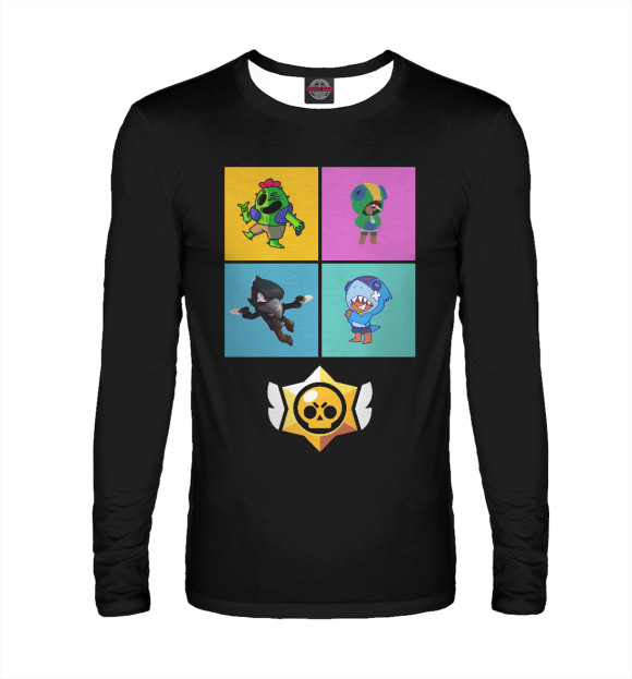 Мужской лонгслив с изображением Brawl Stars цвета Белый