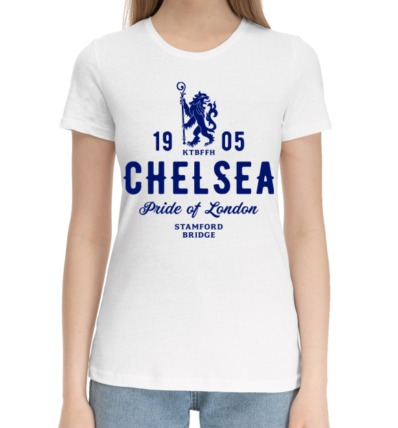 Женская хлопковая футболка с изображением Челси цвета Белый