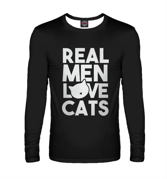 Мужской лонгслив с изображением Love Cats цвета Белый