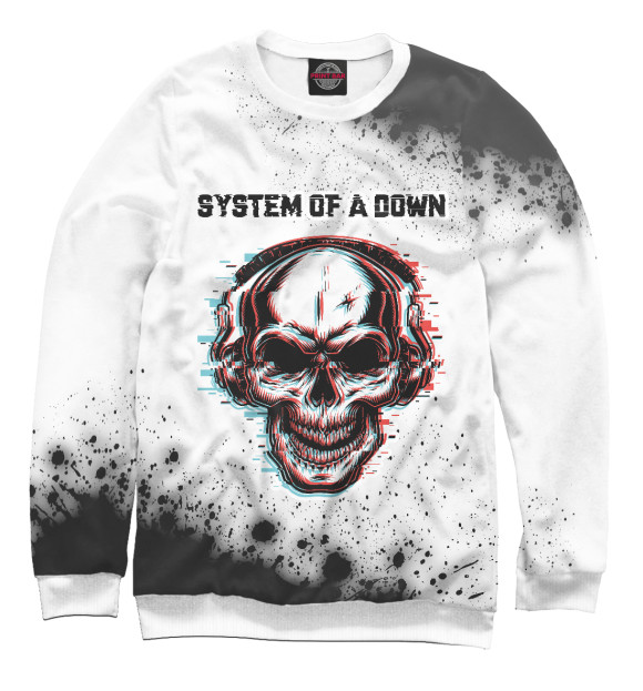 Мужской свитшот с изображением System of a Down | Череп цвета Белый