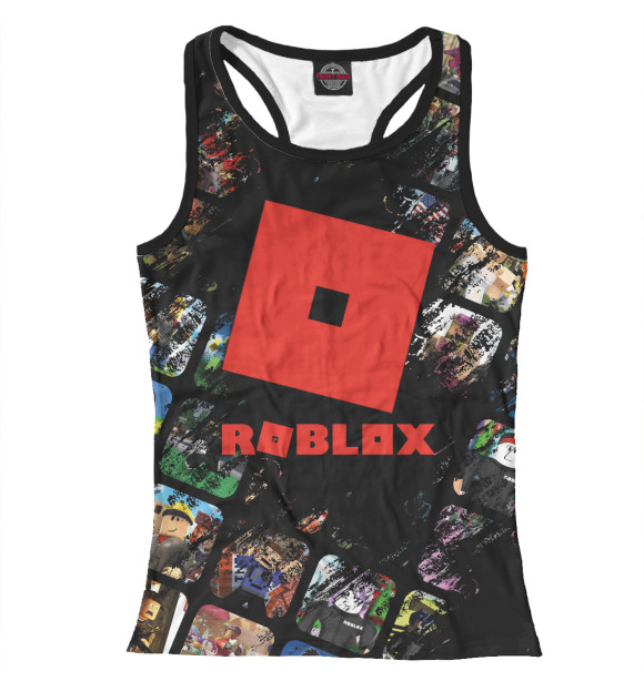 Женская майка-борцовка с изображением Роблокс лого цвета Белый