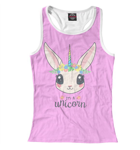 Женская майка-борцовка с изображением Unicorn цвета Белый