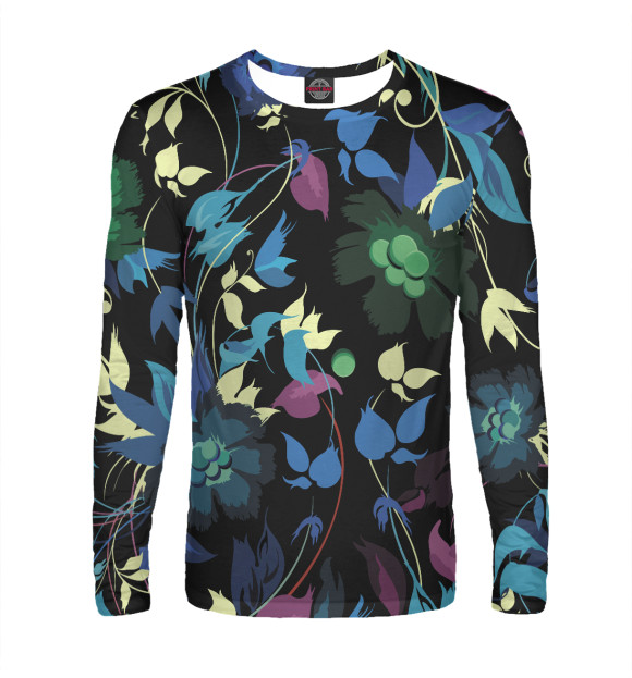 Мужской лонгслив с изображением Colorful summer pattern цвета Белый