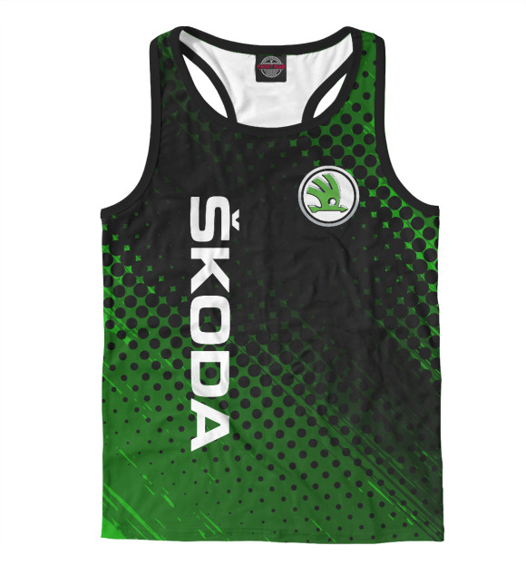 Мужская майка-борцовка с изображением ШКОДА, SKODA цвета Белый