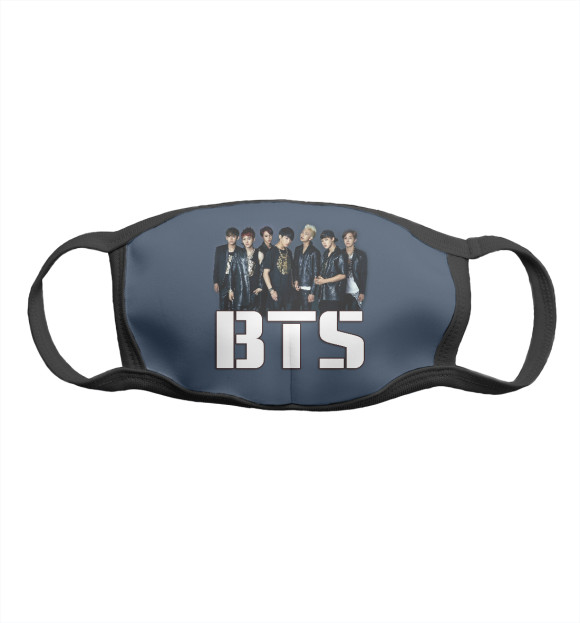 Маска тканевая с изображением BTS цвета Белый