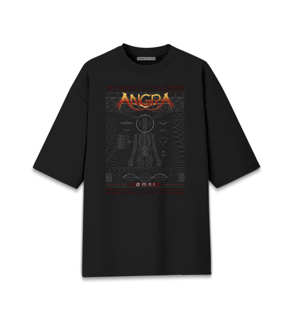 Женская футболка оверсайз с притом Angra цвета Черный Женская футболка оверсайз с изображением Angra цвета Черный