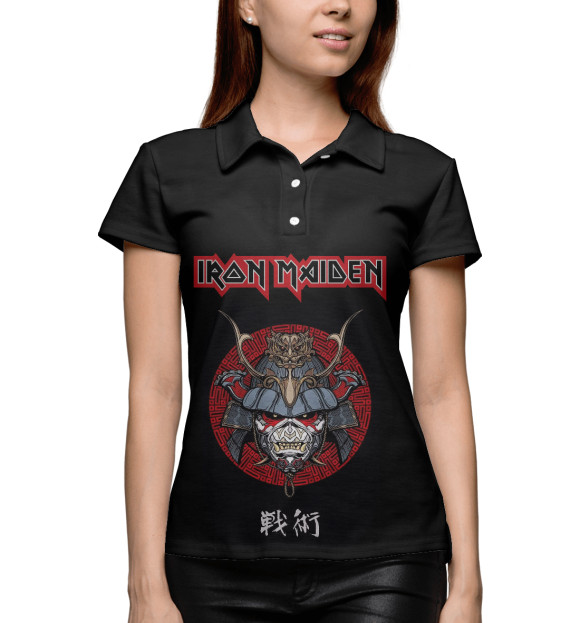 Женское поло с изображением Iron Maiden цвета Белый