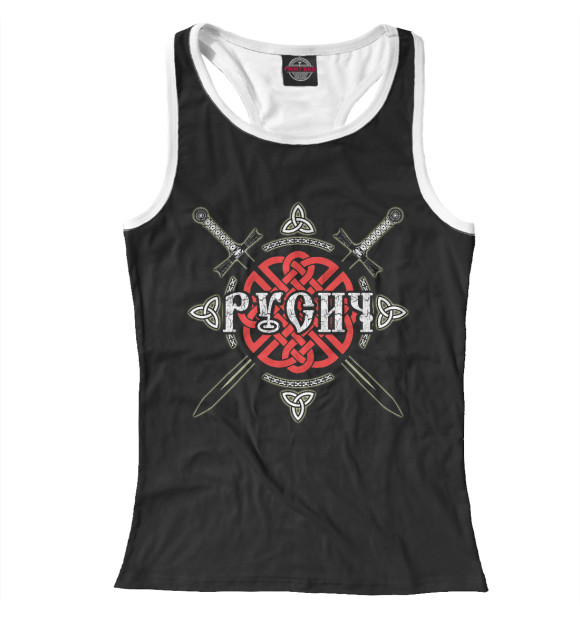 Женская майка-борцовка с изображением Русич цвета Белый