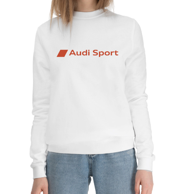 Женский хлопковый свитшот с изображением Audi sport цвета Белый