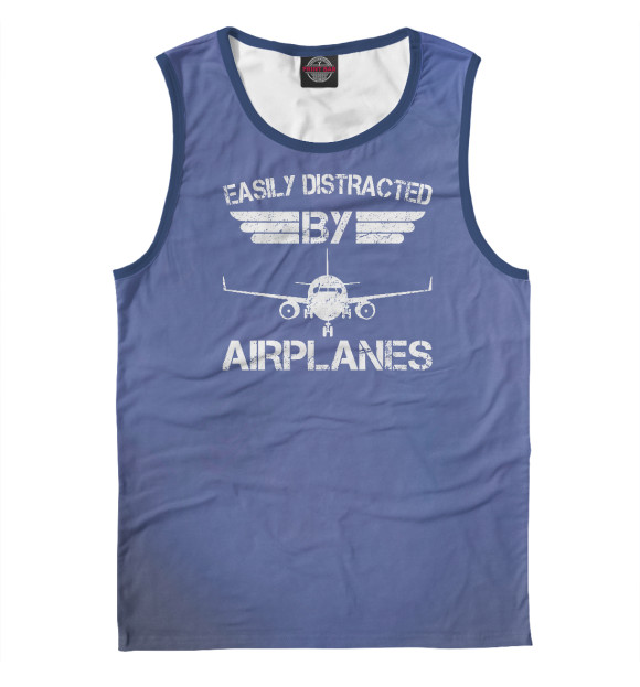 Мужская майка с изображением Easily Distracted By Airpla цвета Белый