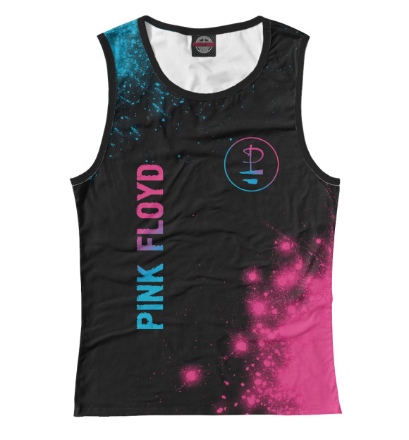 Майка для девочки с изображением Pink Floyd Neon Gradient (темный фон) цвета Белый