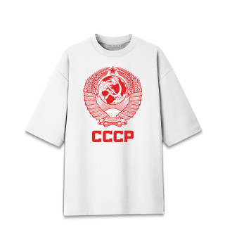 Мужская футболка оверсайз Герб СССР на красном фоне