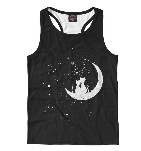 Мужская майка-борцовка с притом Space Cats цвета Белый Мужская майка-борцовка с изображением Space Cats цвета Белый