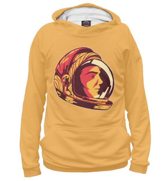Мужское худи с изображением Ретро астронавт цвета Белый