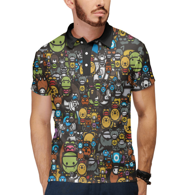 Мужское поло с изображением Бомбинг цвета Белый