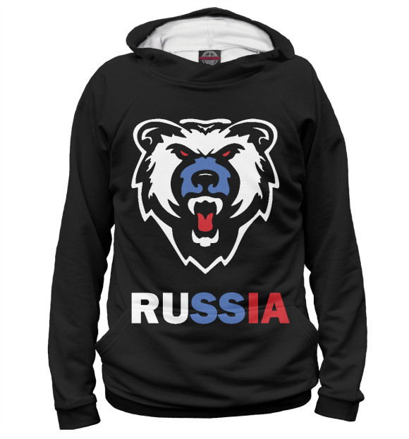 Худи для мальчика с изображением Русский медведь цвета Белый