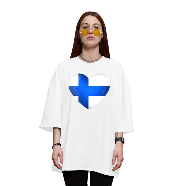 Женская футболка оверсайз с изображением Finland цвета Белый