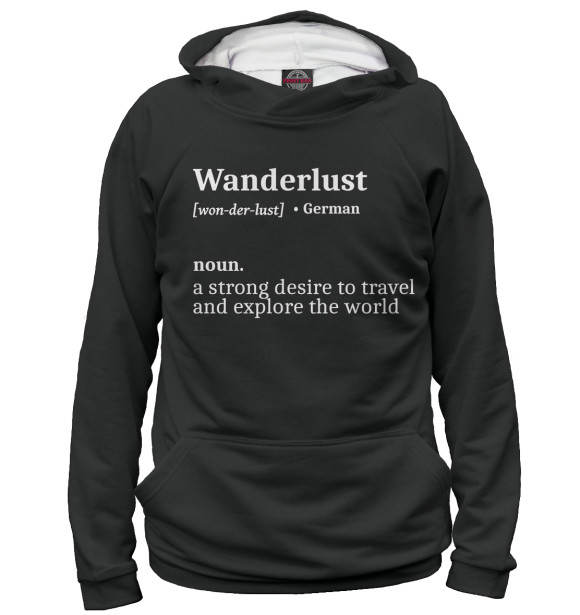 Женское худи с изображением Wanderlust цвета Белый