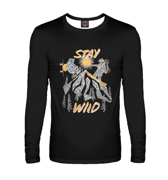 Мужской лонгслив с изображением STAY WILD цвета Белый