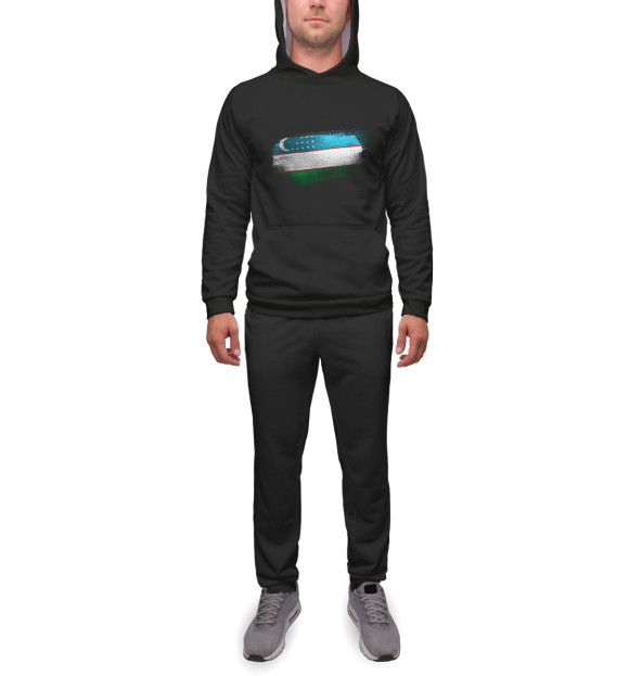 Мужской спортивный костюм с изображением Узбекистан цвета Белый