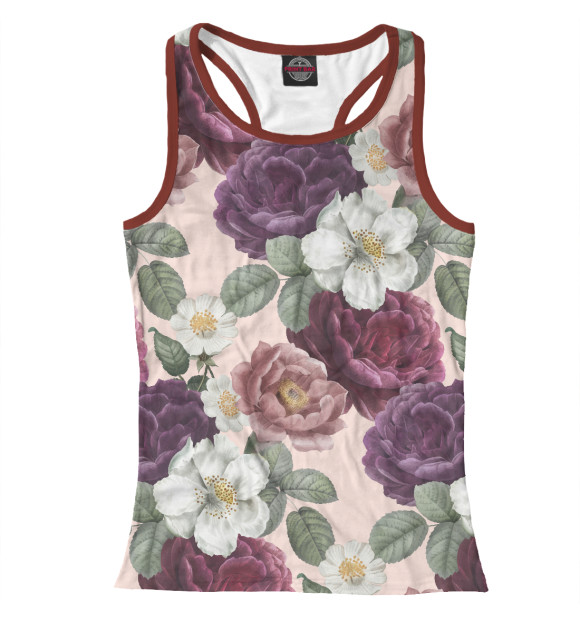 Женская майка-борцовка с изображением Живописные Розы цвета Белый