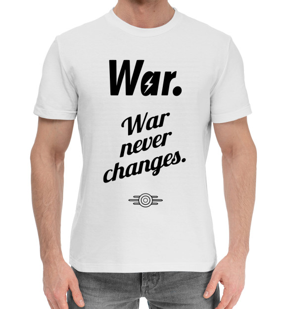 Мужская хлопковая футболка с изображением War цвета Белый