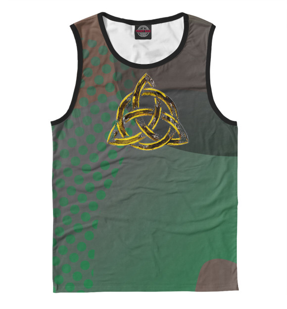 Мужская майка с изображением Триглав оберег камуфляж-лес цвета Белый