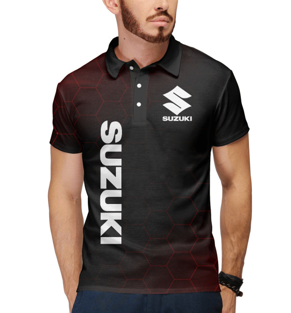 Мужское поло с изображением Suzuki Сузуки цвета Белый