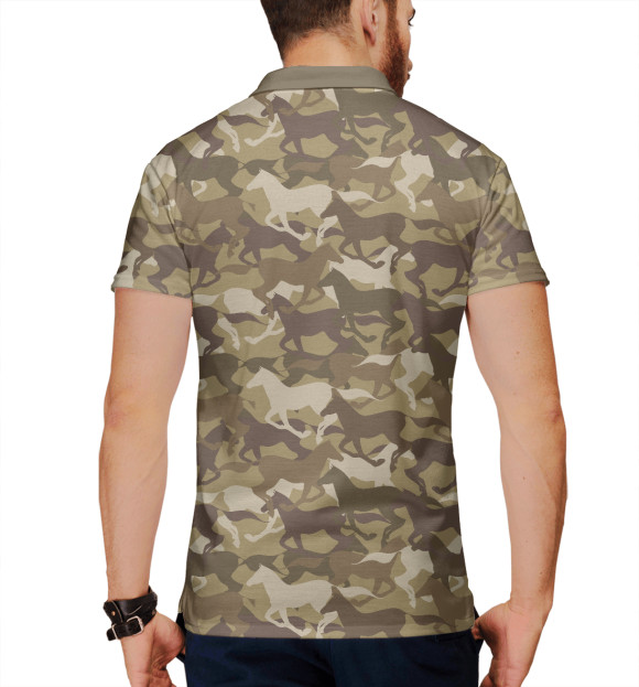 Мужское поло с изображением Лошади цвета Белый