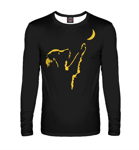 Мужской лонгслив с изображением Лунный пес рыжий цвета Белый
