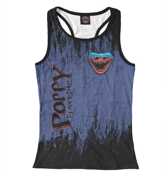 Женская майка-борцовка с притом Poppy Playtime цвета Белый Женская майка-борцовка с изображением Poppy Playtime цвета Белый