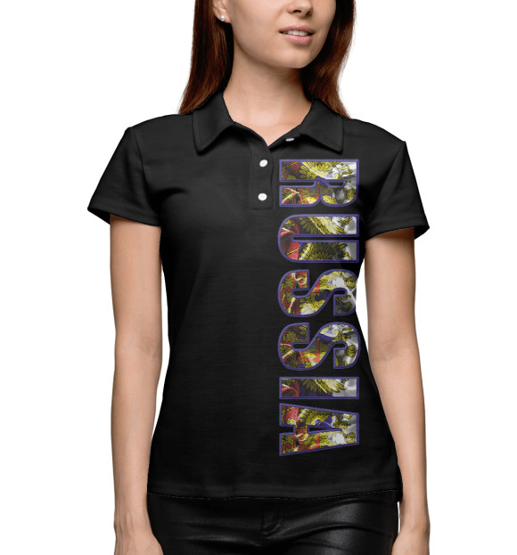 Женское поло с изображением RUSSIA цвета Белый