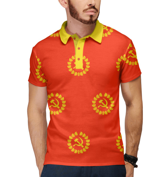 Мужское поло с изображением Серп и Молот цвета Белый