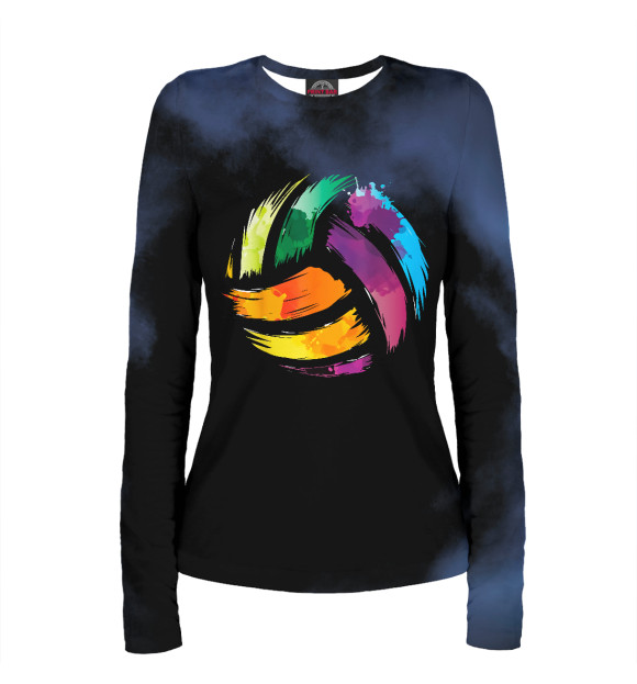 Женский лонгслив с изображением Colorful Volleyball Cute цвета Белый