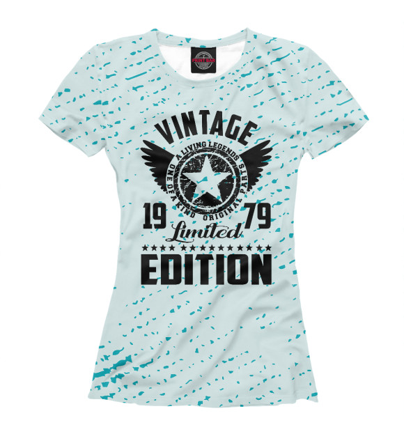 Женская футболка с изображением Vintage 1979 limited editio цвета Белый