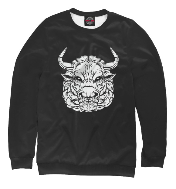 Женский свитшот с изображением Bull цвета Белый