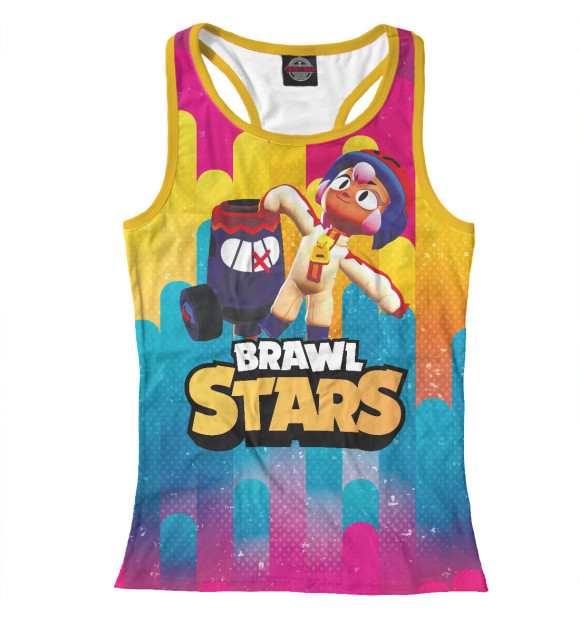Женская майка-борцовка с изображением BrawlStars Бонни \ Bonny цвета Белый