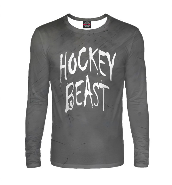 Мужской лонгслив с изображением Hockey Beast цвета Белый