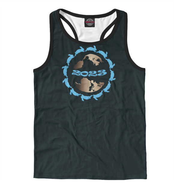 Мужская майка-борцовка с изображением Год кролика на всей земле цвета Белый