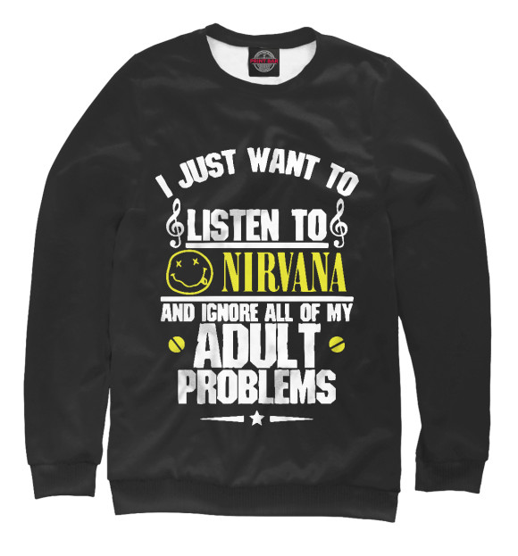 Женский свитшот с изображением Nirvana цвета Белый