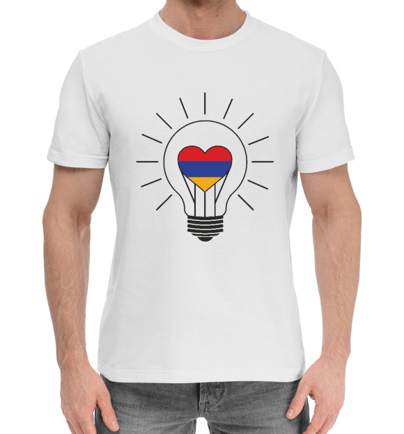 Мужская хлопковая футболка с изображением Армения цвета Белый