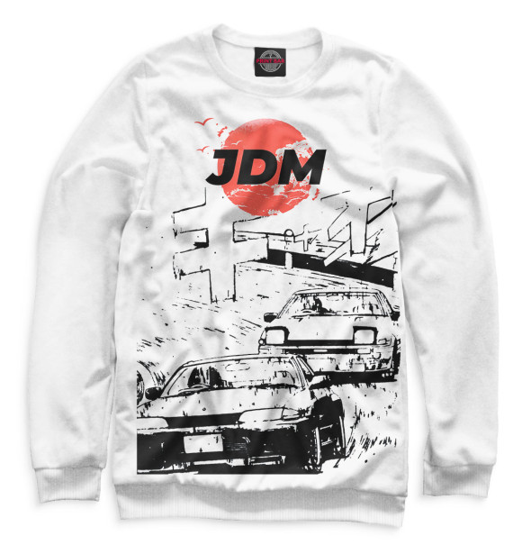 Мужской свитшот с изображением JDM цвета Белый
